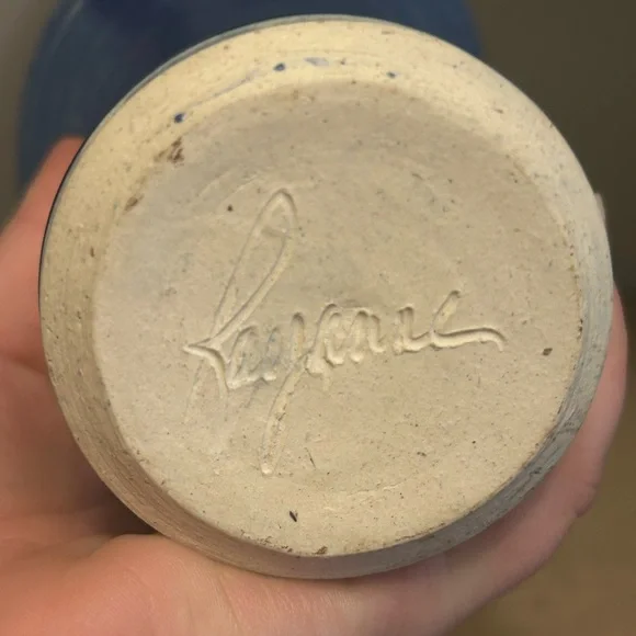 Modern Rustic Studio Pottery Vase Cobalt Blue Signed Artisan Decor Vintage Home - Picture 9 of 14